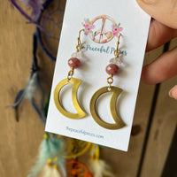 Herkimer Diamond Dangling Moon Earrings