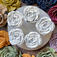 Standing Howlite Rose Carving