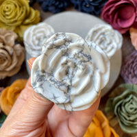 Standing Howlite Rose Carving
