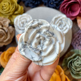 Standing Howlite Rose Carving