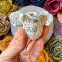 Standing Howlite Rose Carving