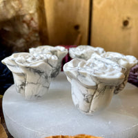 Standing Howlite Rose Carving