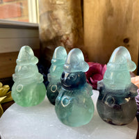 Rainbow Fluorite Snowmen Carving