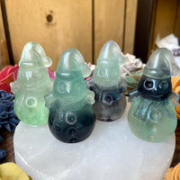 Rainbow Fluorite Snowmen Carving