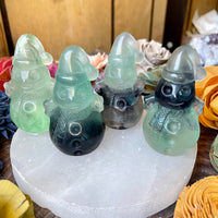 Rainbow Fluorite Snowmen Carving