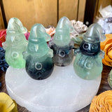 Rainbow Fluorite Snowmen Carving
