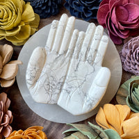 Howlite Carved Hand Bowl