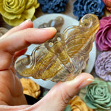 Yellow Fluorite Moth Carving
