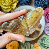 Yellow Fluorite Moth Carving