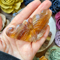 Yellow Fluorite Moth Carving