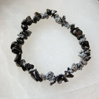 Snowflake Obsidian Chip Bead Bracelet