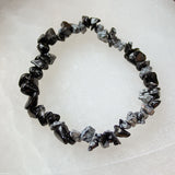Snowflake Obsidian Chip Bead Bracelet