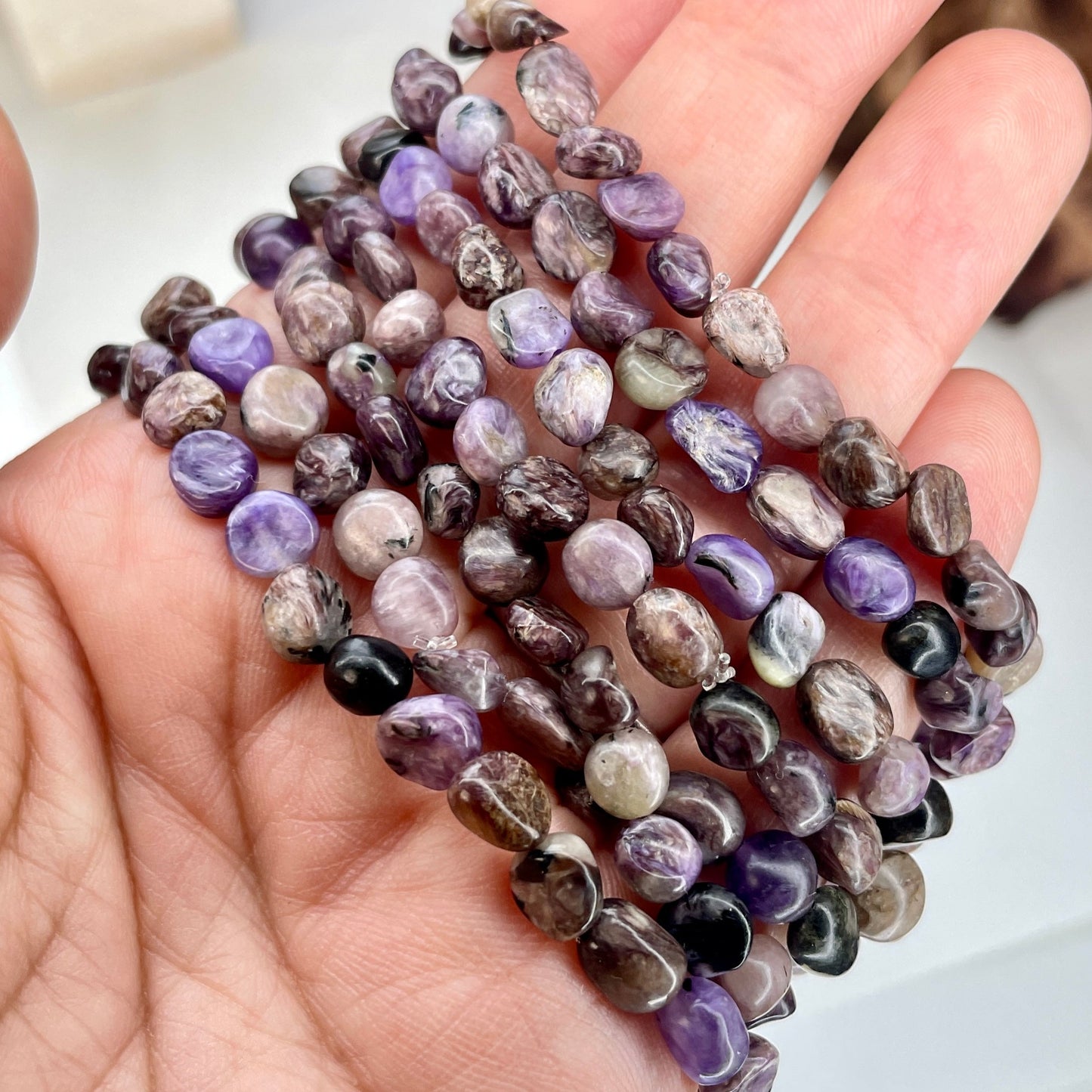 Charoite Tumbled Stone Beaded bracelet
