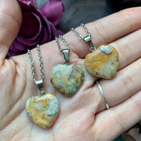 Small Crazy Lace Agate Heart Necklace