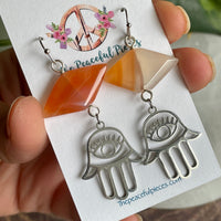 Carnelian Hamsa Hand Dangling Earrings