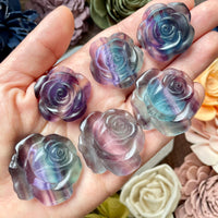 Rainbow Fluorite Carved Rose