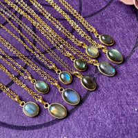 Labradorite Gold Pendant Necklace