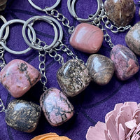 Rhodonite Tumble Stone Keychain