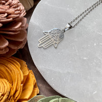 Silver Hamsa Hand Necklace