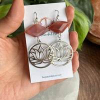 Carnelian Lotus Flower Dangling Earrings