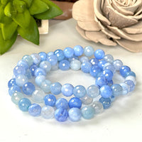 Aura Blue Lace Agate 8mm Faceted Beaded bracelet