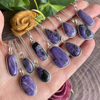 Charoite Sterling Silver Pendant Necklace