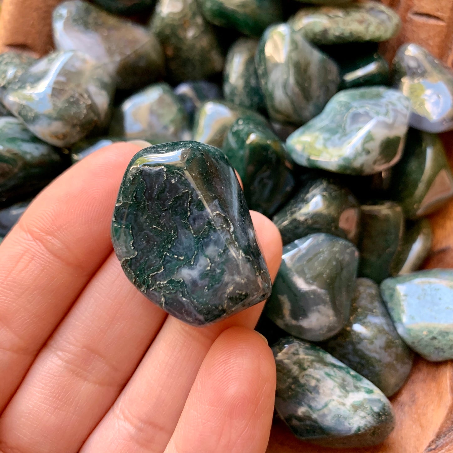 Moss Agate Tumbled Stone