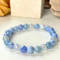 Aura Blue Lace Agate 8mm Faceted Beaded bracelet