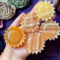 Honey Calcite Sunflower Carving