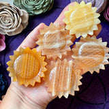 Honey Calcite Sunflower Carving
