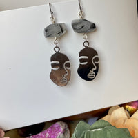 Silhouette Face Earrings (Choose Gemstone)