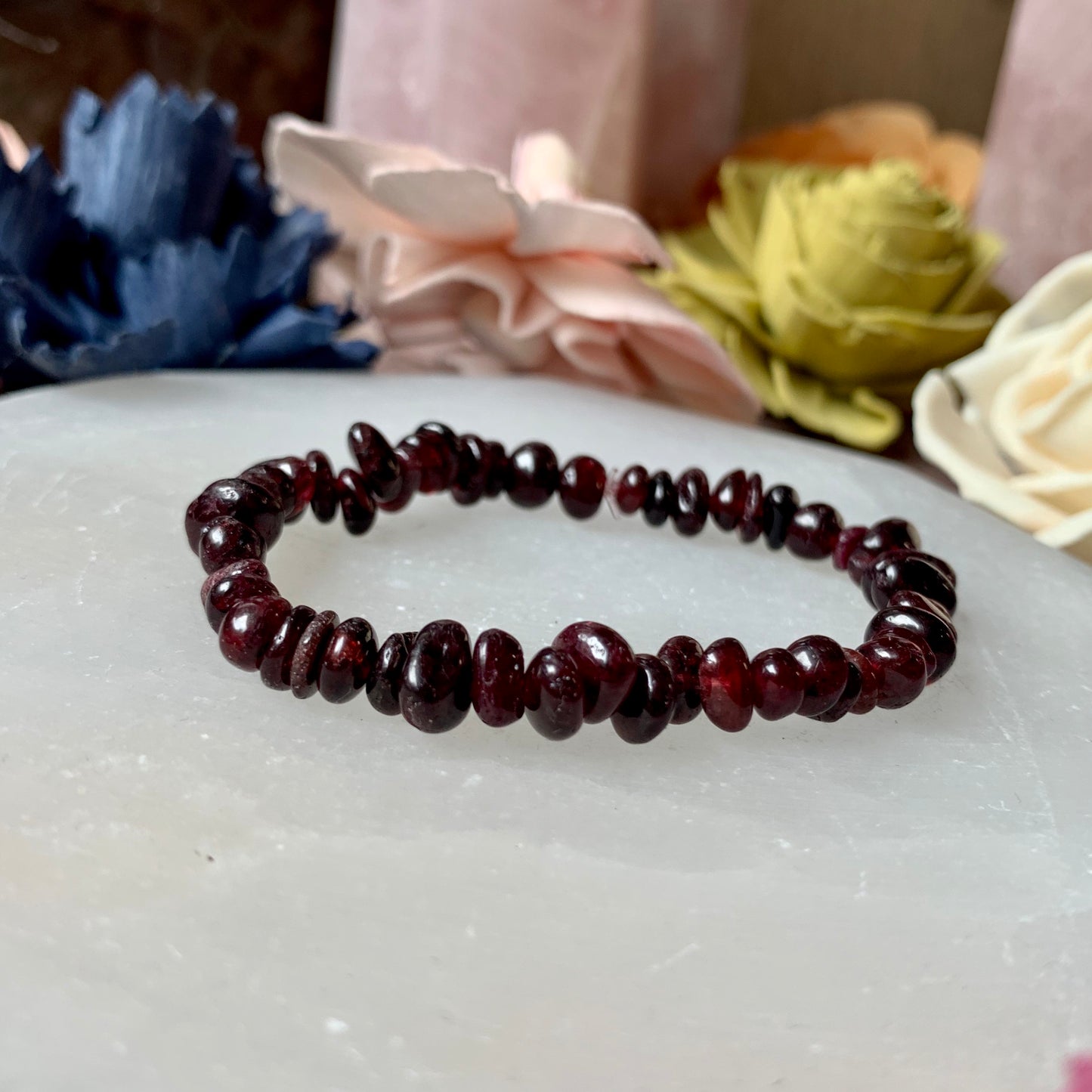 Garnet Chip Bead Bracelet