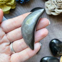 Silver Sheen Obsidian Moon Carving