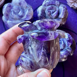 Standing Amethyst Rose Carving