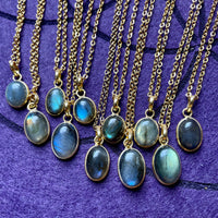 Labradorite Gold Pendant Necklace
