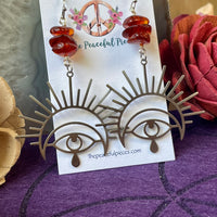 Amber Eye Dangling Earrings
