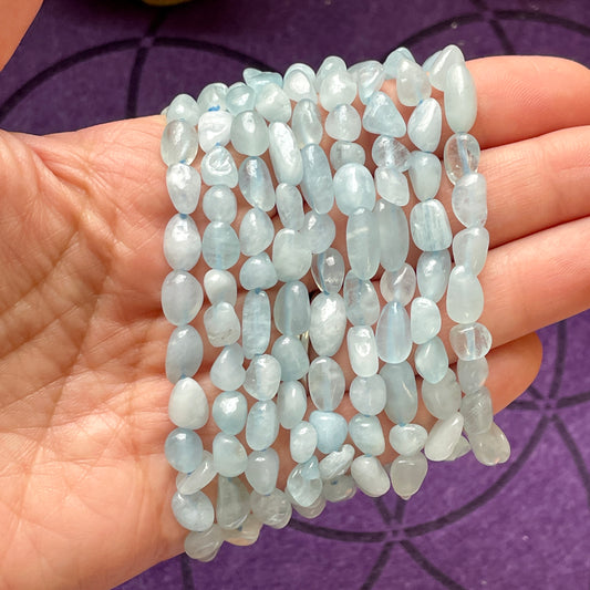 Aquamarine Tumbled Stone Beaded bracelet