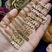 Gold Zodiac Sign Necklace (Choose Sign)