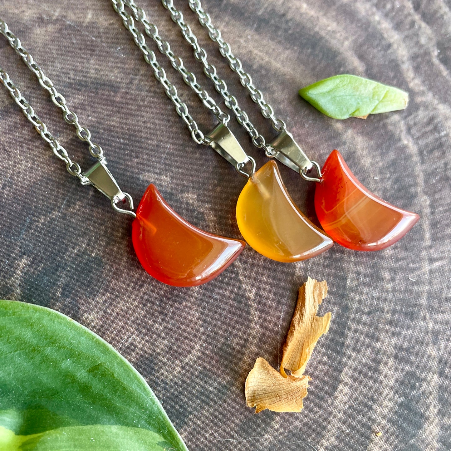 Small Carnelian Moon Necklace