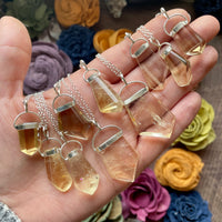 Sterling Silver Natural Citrine Freeform Necklace