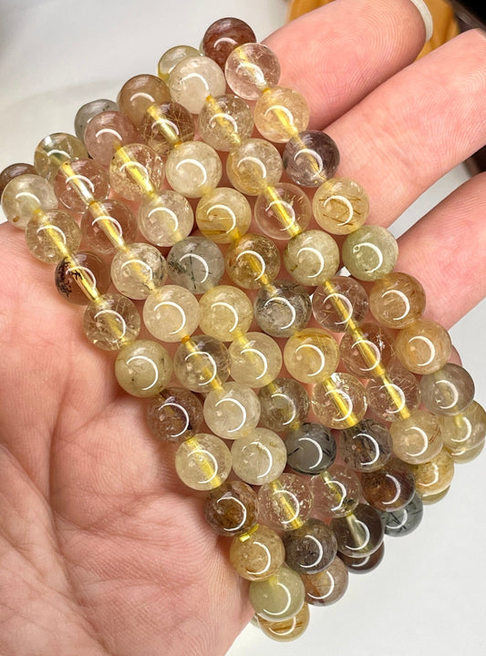 Rutilated Quartz 8mm Beaded bracelet