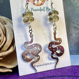 Smoky Quartz Snake Moon Phase Dangling Earrings