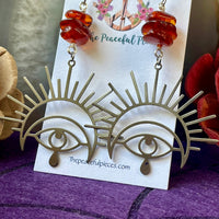 Amber Eye Dangling Earrings