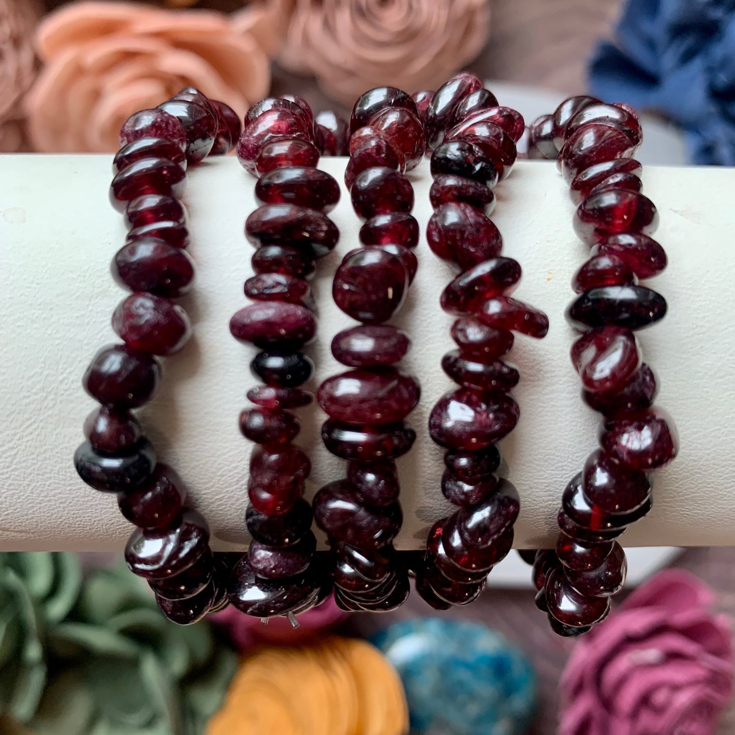Garnet Chip Bead Bracelet