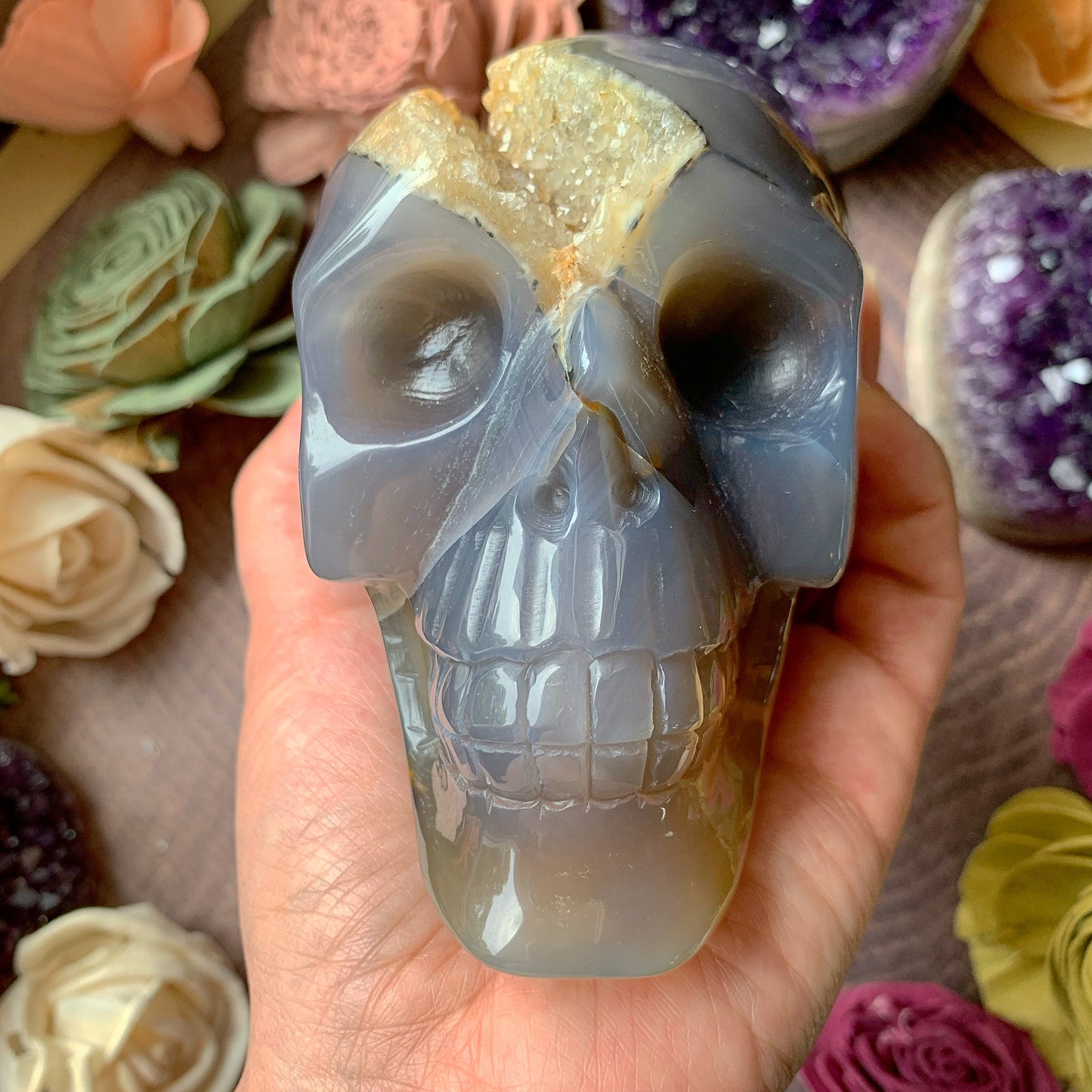 Druzy Agate Skull 2.5 lbs