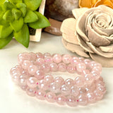 Aura Rose Quartz 8mm Faceted Beaded bracelet
