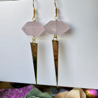 Brass Spike Earrings (Choose Gemstone)