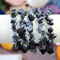 Snowflake Obsidian Chip Bead Bracelet