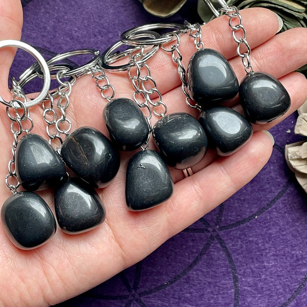Obsidian Tumble Stone Keychain