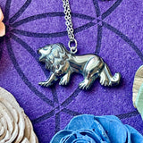 Hematite Lion Carving Necklace